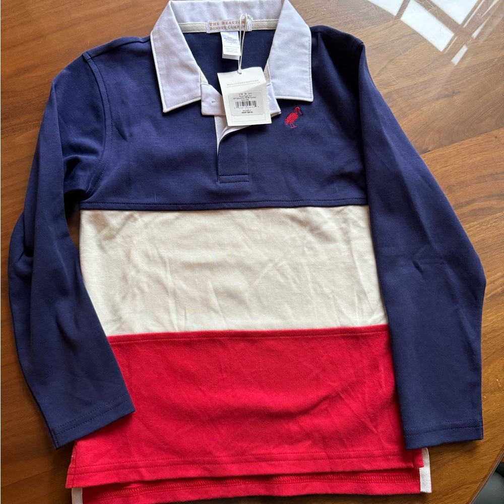 Rollins rugby tbbc beaufort bonnet colorblock Polo Shirt Blue, White, and Red 7
